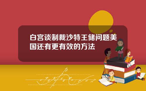 白宫谈制裁沙特王储问题美国还有更有效的方法