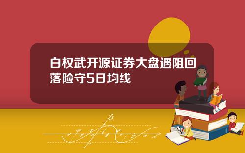 白权武开源证券大盘遇阻回落险守5日均线