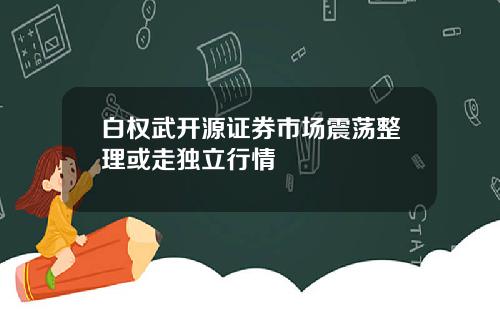 白权武开源证券市场震荡整理或走独立行情