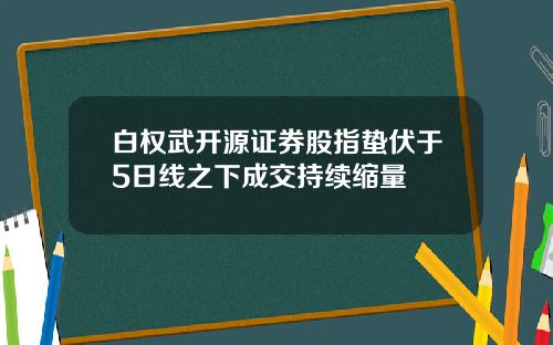 白权武开源证券股指蛰伏于5日线之下成交持续缩量