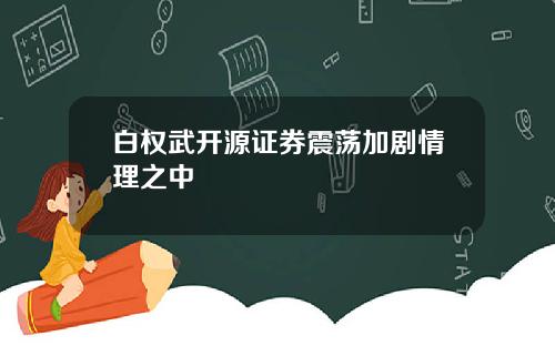 白权武开源证券震荡加剧情理之中