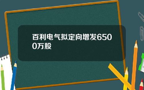 百利电气拟定向增发6500万股