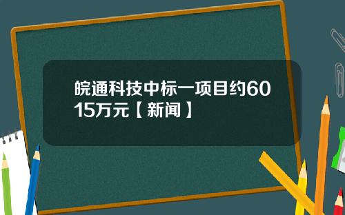 皖通科技中标一项目约6015万元【新闻】