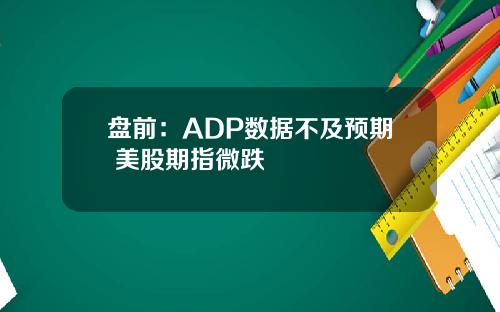 盘前：ADP数据不及预期 美股期指微跌