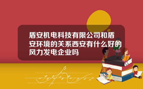 盾安机电科技有限公司和盾安环境的关系西安有什么好的风力发电企业吗