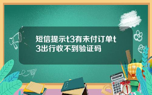 短信提示t3有未付订单t3出行收不到验证码