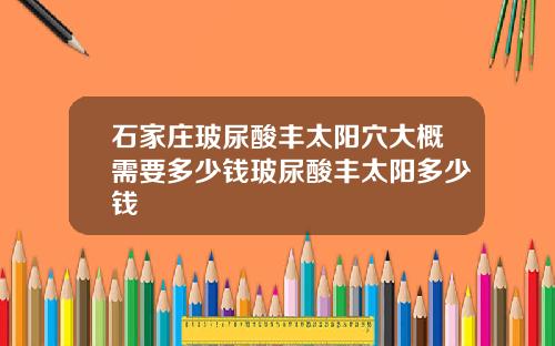 石家庄玻尿酸丰太阳穴大概需要多少钱玻尿酸丰太阳多少钱