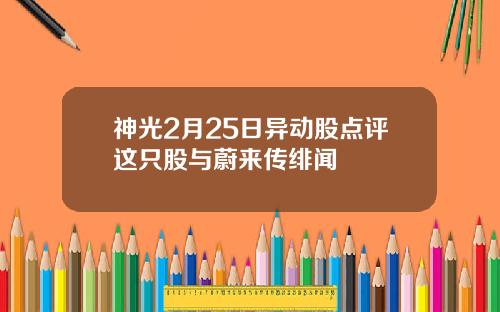 神光2月25日异动股点评这只股与蔚来传绯闻