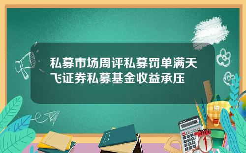 私募市场周评私募罚单满天飞证券私募基金收益承压