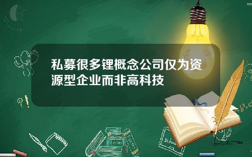 私募很多锂概念公司仅为资源型企业而非高科技