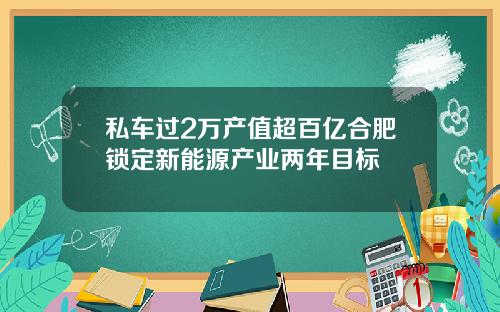 私车过2万产值超百亿合肥锁定新能源产业两年目标
