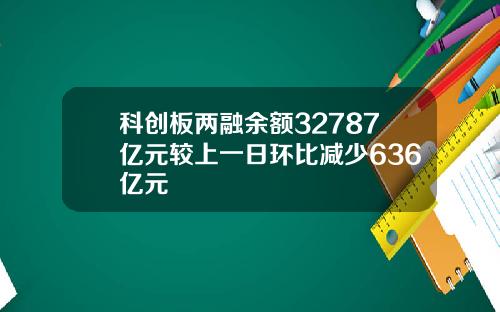 科创板两融余额32787亿元较上一日环比减少636亿元