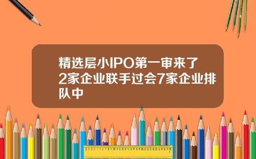 精选层小IPO第一审来了2家企业联手过会7家企业排队中