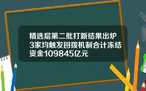 精选层第二批打新结果出炉3家均触发回拨机制合计冻结资金109845亿元