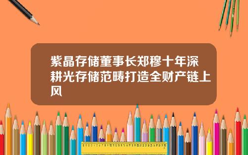 紫晶存储董事长郑穆十年深耕光存储范畴打造全财产链上风