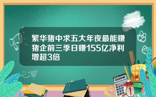 繁华猪中求五大年夜最能赚猪企前三季日赚155亿净利增超3倍