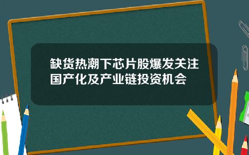 缺货热潮下芯片股爆发关注国产化及产业链投资机会