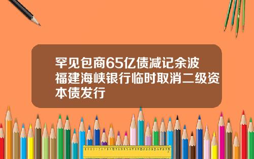 罕见包商65亿债减记余波福建海峡银行临时取消二级资本债发行