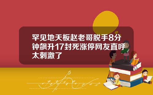 罕见地天板赵老哥脱手8分钟飙升17封死涨停网友直呼太刺激了