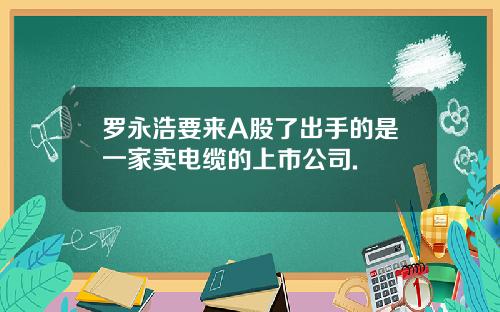 罗永浩要来A股了出手的是一家卖电缆的上市公司.