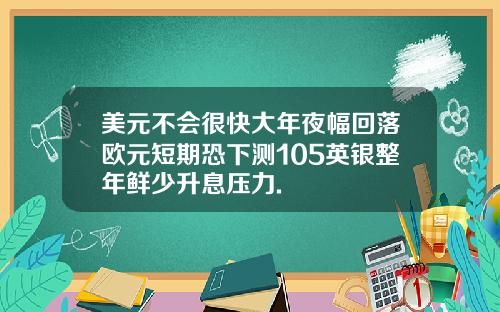 美元不会很快大年夜幅回落欧元短期恐下测105英银整年鲜少升息压力.