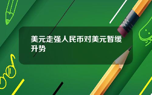 美元走强人民币对美元暂缓升势