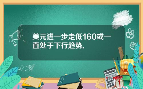 美元进一步走低160或一直处于下行趋势.