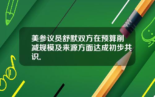 美参议员舒默双方在预算削减规模及来源方面达成初步共识.