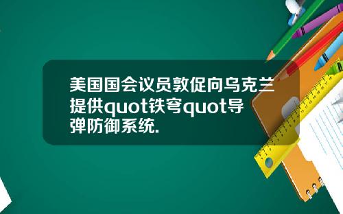 美国国会议员敦促向乌克兰提供quot铁穹quot导弹防御系统.
