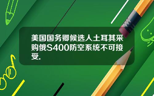 美国国务卿候选人土耳其采购俄S400防空系统不可接受.