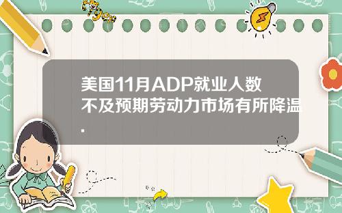 美国11月ADP就业人数不及预期劳动力市场有所降温.