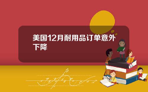 美国12月耐用品订单意外下降