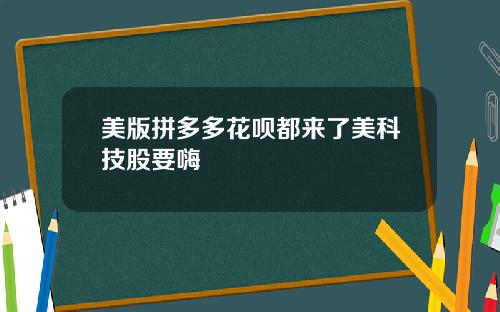 美版拼多多花呗都来了美科技股要嗨