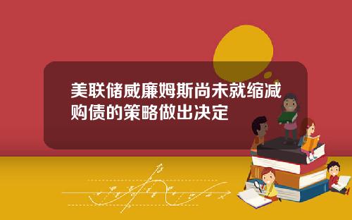 美联储威廉姆斯尚未就缩减购债的策略做出决定