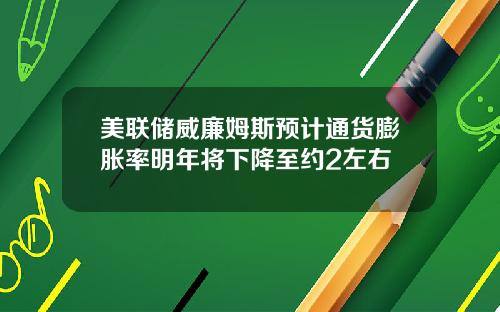 美联储威廉姆斯预计通货膨胀率明年将下降至约2左右