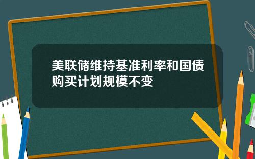 美联储维持基准利率和国债购买计划规模不变