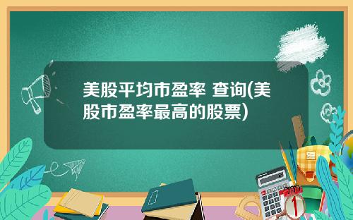 美股平均市盈率 查询(美股市盈率最高的股票)