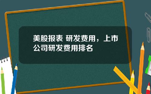 美股报表 研发费用,上市公司研发费用排名