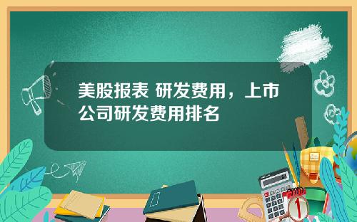美股报表 研发费用,上市公司研发费用排名