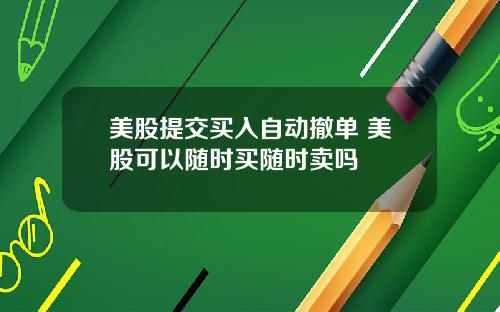 美股提交买入自动撤单 美股可以随时买随时卖吗