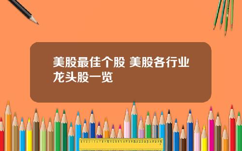 美股最佳个股 美股各行业龙头股一览