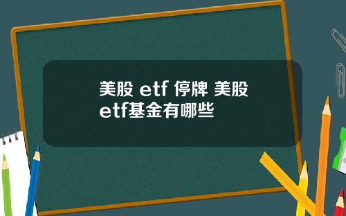 美股 etf 停牌 美股etf基金有哪些