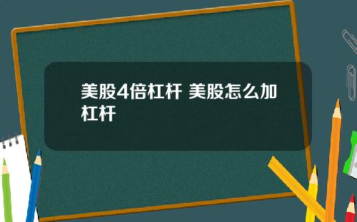 美股4倍杠杆 美股怎么加杠杆