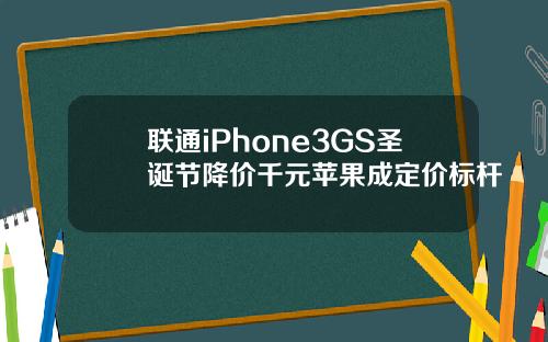 联通iPhone3GS圣诞节降价千元苹果成定价标杆