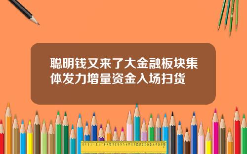 聪明钱又来了大金融板块集体发力增量资金入场扫货
