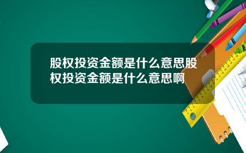 股权投资金额是什么意思股权投资金额是什么意思啊