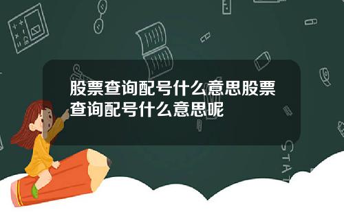 股票查询配号什么意思股票查询配号什么意思呢