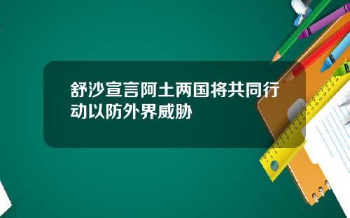 舒沙宣言阿土两国将共同行动以防外界威胁