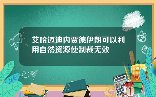 艾哈迈迪内贾德伊朗可以利用自然资源使制裁无效