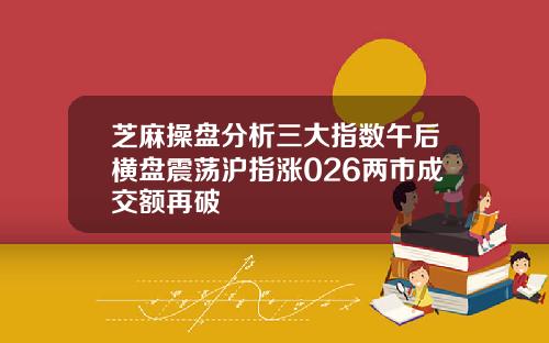 芝麻操盘分析三大指数午后横盘震荡沪指涨026两市成交额再破